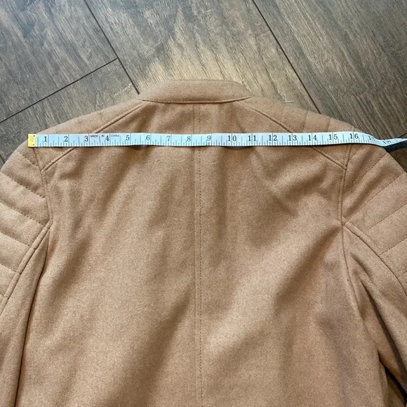 Sold eb GAP Brown Camel Quilted Sleeve Wool Blend Zip Moto Jacket - Picture 13 of 13